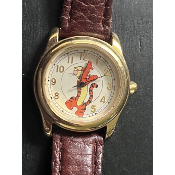 Working Vintage 1993 Disney Store Tigger Watch Leather DS1220